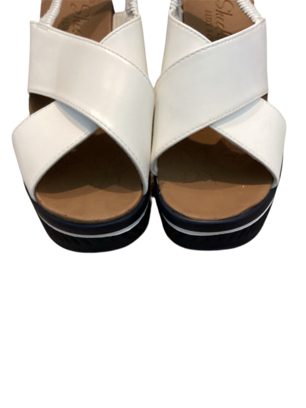 Skechers White Crisscross Platform Slingback Sandals - Picture 3 of 9